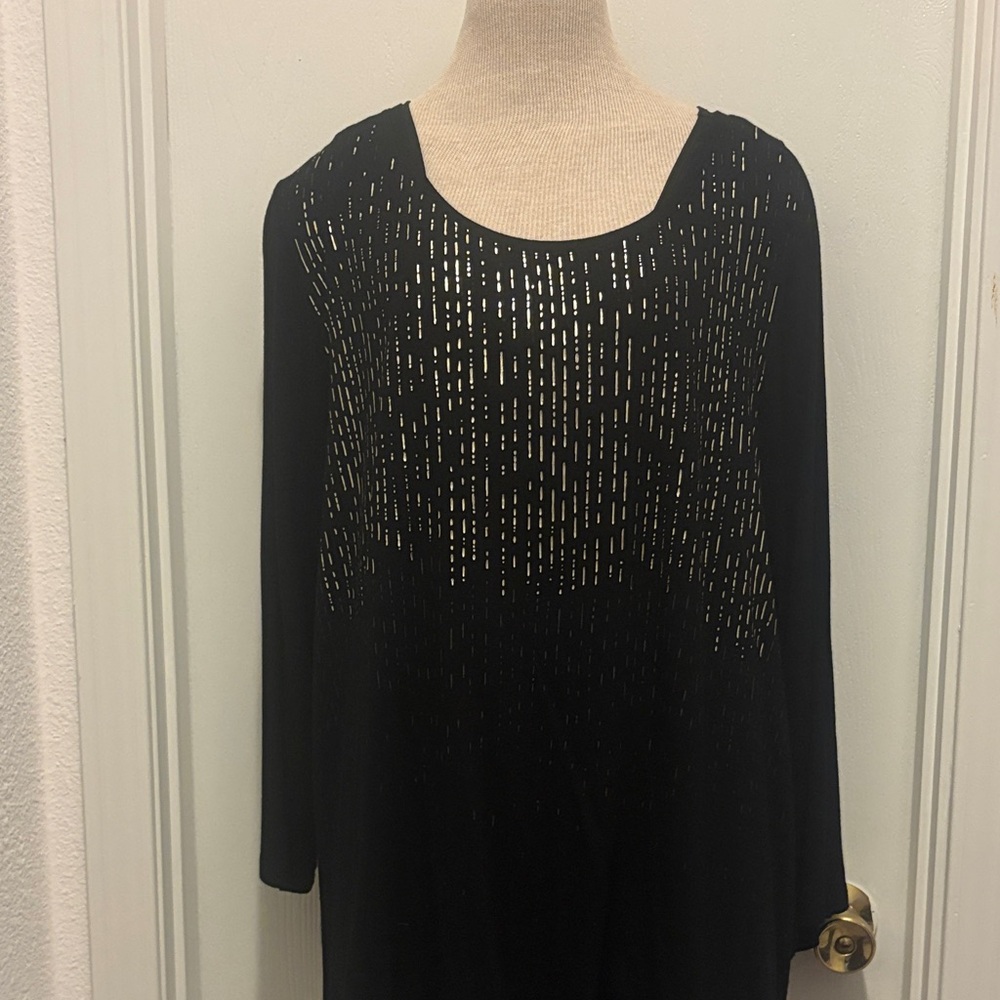 Apt. 9 Black Top with Metallic Gold Detailing